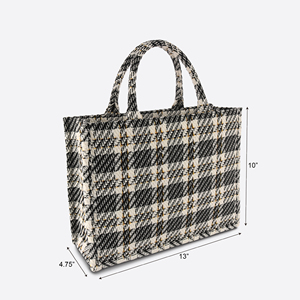 Sac fourre-tout classique géométrique écologique ODM/OEM pour le quotidien, en polycoton mélangé jacquard, avec poignée tubulaire pour cosmétiques - Product Image 2