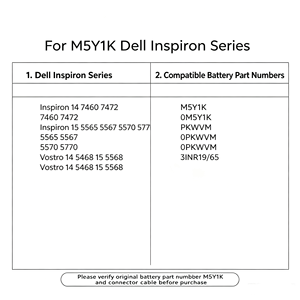 Batería de Iones de Litio M5Y1K de 14.8V 2000mAh para Dell <span class=keywords><strong>Inspiron</strong></span> 3451 3567 5558 Vostro 3458 Latitude 3460 GXVJ3 HD4J0, Venta al por Mayor - Product Image 3
