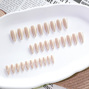 Unghie finte a pressione in cromo bianco puro, finitura lucida a specchio, forma a mandorla, riutilizzabili, per uso quotidiano e matrimoni, nail art per donne - Product Image 3