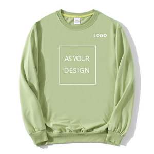 Sudadera de algodón con Logo personalizado para hombre y mujer, Jersey Unisex con estampado liso bordado, diseño Vintage de gran tamaño, jersey de cuello redondo - Product Image 4