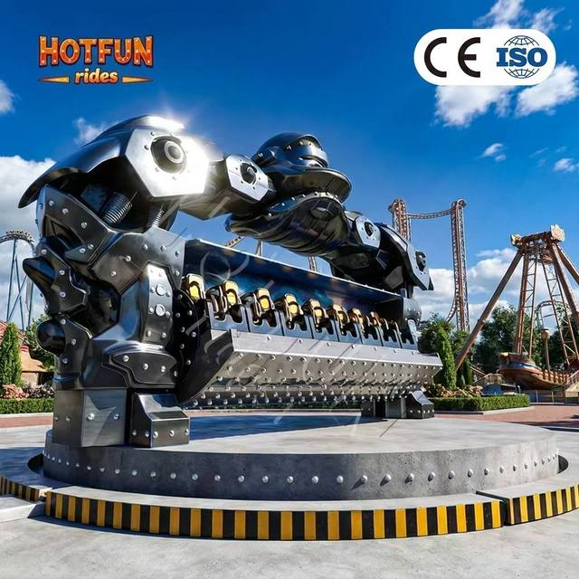 Thrilling 16-Seat Robocop Ride Amusement Park Equipment 360 Rotating Robot Ride for Carnival Outdoor Theme Park for Sale