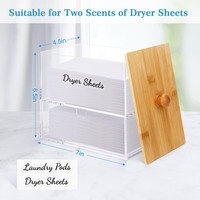Support pour feuilles de séchage en acrylique avec couvercle en bambou, conteneur de rangement pour lessive multi-compartiments avec tiroir pour dosettes de lessive