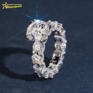 USA Lokaler Versand Luxuriöser Moissanit-Verlobungsring Besteht Diamantentest S925 Vergoldet Cluster-Design Hip-Hop Herren Funkelnder <span class=keywords><strong>Ring</strong></span> - Product Image 5