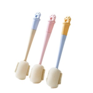 Cepillo de silicona 3 en 1 Xinzao Cat Paw con mango largo y esponja para limpiar biberones y vasos de bebé. - Product Image 3