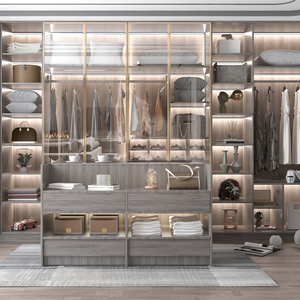 Lemari Pakaian Walk-In Mewah Buatan Khusus Pintu Shaker Modern Lemari Lipat Kamar Tidur Perabot Rumah Apartemen Vila Hunian Hotel - Product Image 5