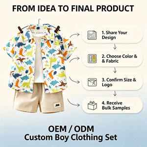 Traje <span class=keywords><strong>de</strong></span> Verano Personalizado para Niños, Camisa <span class=keywords><strong>de</strong></span> Manga Corta <span class=keywords><strong>de</strong></span> <span class=keywords><strong>Algodón</strong></span> Puro, Estilo Casual, con Solapa y Pantalones Cortos - Product Image 3
