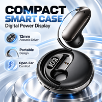 Earbud Open-Ear 2026 X56 OWS 6.0 dengan Terjemahan 150 Negara, Pengait Kawat Memori 12mm, Layar Digital, Tahan Air IPX-3, Sentuh