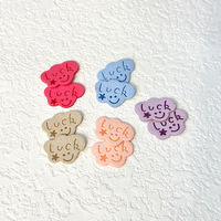 Écusson en tissu personnalisé avec lettres de dessin animé, mini-étiquette en cuir microfibre, visage souriant, nuage porte-bonheur pour vêtements