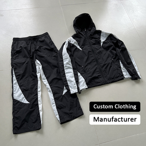 Tùy Chỉnh Sản Xuất Chắp Vá Thêu Chạy Bộ Phù Hợp Với 100% Polyester Zip up Áo Khoác Và Nylon Quần Theo Dõi Phù Hợp Với Áo Gió Bộ - Product Image 2