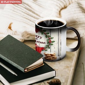 Tasse en céramique noire givrée 11oz, mug quotidien à changement de couleur activé par la chaleur - Product Image 3