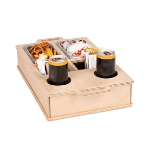Custom Logo Multifunction Snack Tray with Drink <b>Holders</b> and Remote <b>Control</b> <b>Holder</b> Bamboo Couch Arm Tray Table Sofa Storage - Product Image 2