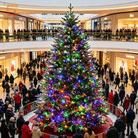 Sapin de Noël géant de 10 pieds pré-éclairé par LED, ignifuge en PE, pour la décoration des centres commerciaux et des hôtels (qualité commerciale)