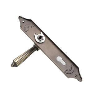 Custom <strong>French</strong> Door Security Exterior Interior Antique Bronze Lever Aluminum Door Handle on Plate Luxury Modern With Privacy <strong>Lock</strong> - Product Image 4