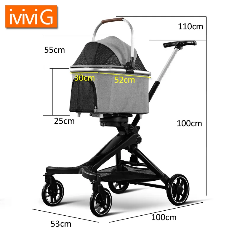 U801 Aluminium rohr Zugstange Haustier Kinderwagen Träger Abnehmbare Auto tasche Reise Klapp Transport Auto Haustier Kinderwagen Für Hunde