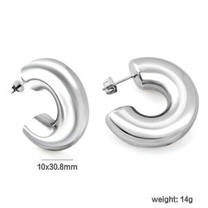 Boucles d'oreilles en forme de C en alliage de zinc, géométriques, tendance pour femmes - Product Image 4