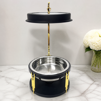 Chauffe-Plat Rond Suspendu Noir 8L 10L en Acier Inoxydable avec Couvercle en Verre pour Buffet de Traiteur, Hôtels et Mariages