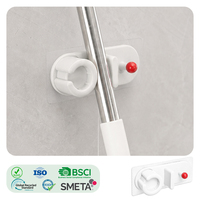 CleanHome Soporte de Pared para Escobas y Fregonas, Sin Perforaciones, Impermeable, Antideslizante, Organizador para Cocina y Baño