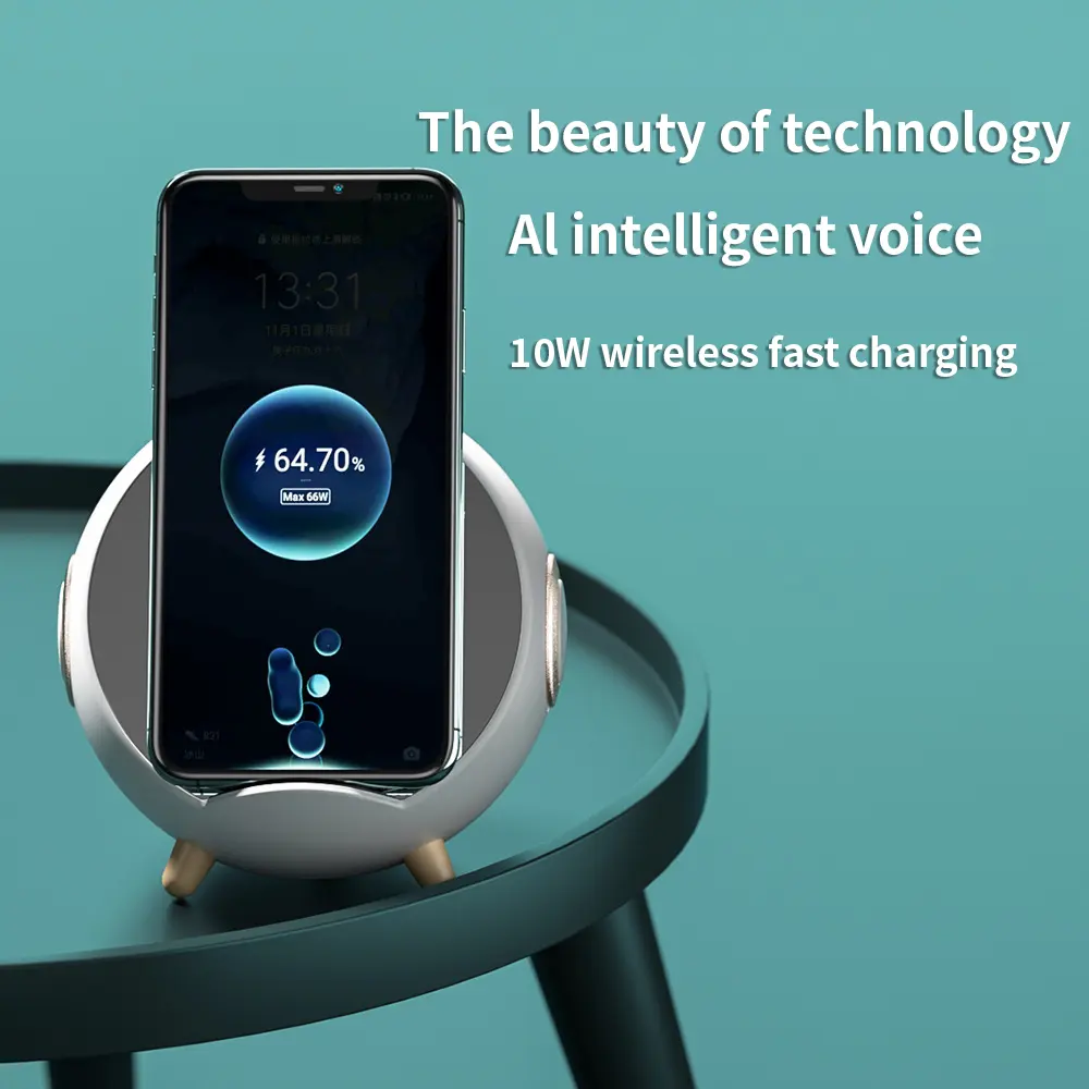 Gezegen AI akıllı Bluetooth hoparlör kablosuz şarj telefon AI sesli etkileşim çalar saat cep tutucu yaratıcı hediyeler