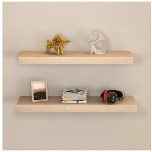 Wooden <b>Wall</b> <b>Mounted</b> <b>Shelf</b> 33x15x85cm Double Tier Solid Wood Living Room Storage Organization Open Style Bookshelf - Product Image 1