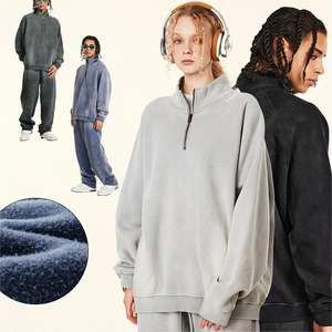 Sudadera con capucha unisex W2430 de algodón de alta calidad, con cremallera de un cuarto, oversize, ecológica, con logo personalizado, para hombre, lisa, de peso pesado. - Product Image 1