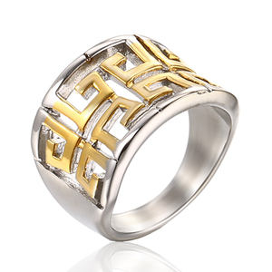 Di modo Dei Monili di Cerimonia Nuziale In Oro <span class=keywords><strong>G</strong></span> Modello di Fascia Anello Hollow Out Greco Chiave Anelli - Product Image 6