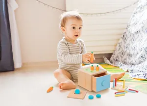Early Education Box Children Learning Wooden Stacking Knock Montessori Toys For Kids 13-18 Months