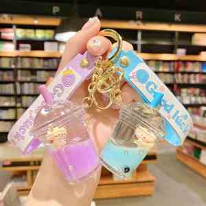 New Arrival Pearl Milk Tea <b>Cup</b> Keychain Teddy Bear Boba Liquid Keychain Floating Boba Keychain - Product Image 3