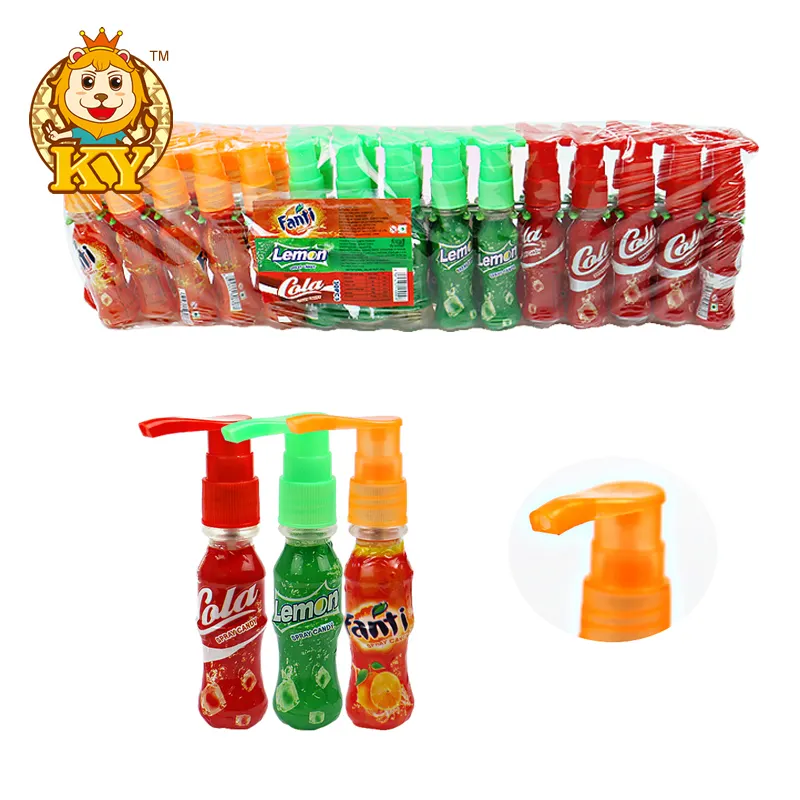 Wholesale sweets soda bottle shaped fruity jam spray sour liquid candy