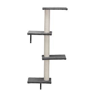 DB Set de Escalador para Gatos Montado en Pared, 5 Piezas, Estantes Flotantes Modernos, Perchas y Poste Rascador para Gatos, Árbol de Actividades para Interiores, Gris - Product Image 4