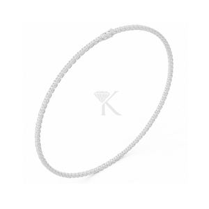 Modern Bar Set Round Cut Diamond Tennis Necklace In Solid Gold, Continuous Diamond Choker Sleek Elegant Women's Luxury Necklace - Product Image 4