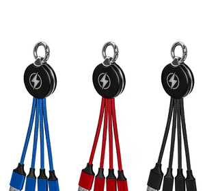 2026 Novelty Gifts Electronic Gadgets Keychain 3 in 1 USB Cable for Corporate Business Custom Gift with LED LOGO
