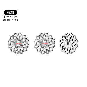 <b>Titanium</b> Flower <b>Stud</b> Earrings F136 8mm Inlaid Zircon Cartilage Piercing Jewelry G23 - Product Image 5