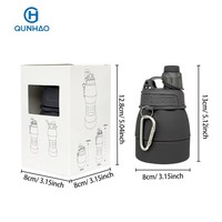 Bouteille d'eau pliable en silicone de qualité alimentaire 600 ml, sans BPA, avec couvercle et mousqueton, idéale pour le sport – Vente en gros usine, produit phare de bonne qualité