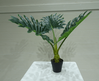 Tanaman Artifisial dalam Pot Besar, Pohon Palsu, Tanaman Lantai, Philodendron Palsu, Daun Taro Hijau, Bonsai dengan Penampilan Daun yang Realistis