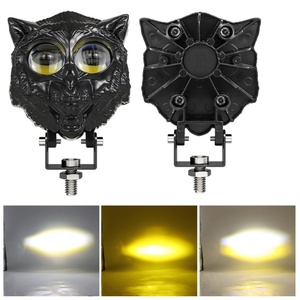 Vente directe d'usine, phares de moto en forme de tête de loup, projecteur LED bicolore, phare antibrouillard pour moto - Product Image 2