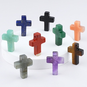 천연석 십자가 펜던트 목걸이 멀티 스톤 크리스탈 종교 장신구 남녀 공용 - Product Image 3