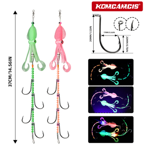 Equipo <span class=keywords><strong>de</strong></span> Pesca Luminoso OEM S-027B con Señuelos <span class=keywords><strong>de</strong></span> Calamar que Brillan en la Oscuridad, Cuentas Luminosas e Iluminación LED Integrada - Product Image 3