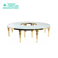Vente en gros en usine de SK-YHZ-G003 table à manger moderne de luxe en acier inoxydable doré table de pleine lune/serpent