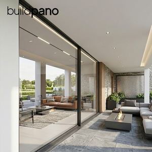 Puertas Panorámicas Grandes de Aluminio Moderno con Doble Vidrio, Sistema de Puertas Corredizas de Entrada Principal Exterior <span class=keywords><strong>Tipo</strong></span> Acordeón - Product Image 1
