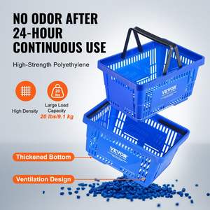 Ensemble de paniers d'épicerie en plastique durables de 12 \ "X 24L support de poignée 16.73 \" X 11.61 \ "X 8.86 \" paniers de magasin portatifs achats - Product Image 3