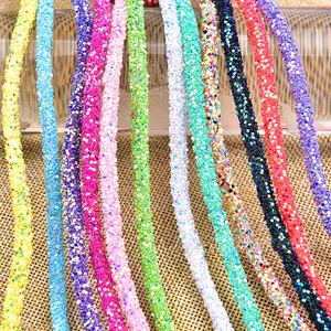 6mm DIY Hut Schuhe Nähen Kleidung Zubehör Rohr Strass Trims Glitter Schmuck Dekor Schnüre Bunte Pailletten Glitter Seil