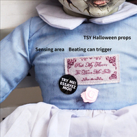 Poupée démon animatronique effrayante à détection de mouvement pour Halloween, accessoire de décoration dynamique pour maison hantée et escape room