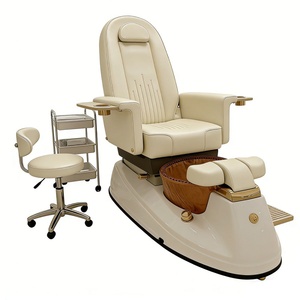 Sillón de Pedicura de Lujo con Lavabo de Cobre, Tapizado en Cuero PU, Reclinable, Diseño Contemporáneo, Fácil de Limpiar, Mueble de Salón - Product Image 2