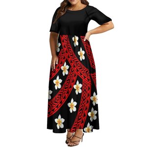 Vestido Largo con Cuello Redondo, Transpirable, con Diseño de Arte de las Islas del Pacífico, Tallas Grandes hasta 8XL, Personalizable Bajo Demanda, para <span class=keywords><strong>la</strong></span> Noche, Sin Pedido Mínimo - Product Image 5