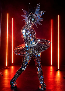 Traje <span class=keywords><strong>de</strong></span> Ballet <span class=keywords><strong>para</strong></span> Niña con Diadema, Falda <span class=keywords><strong>de</strong></span> Bloques <span class=keywords><strong>de</strong></span> Color, Atuendo <span class=keywords><strong>de</strong></span> Lujo <span class=keywords><strong>para</strong></span> Espectáculos y Presentaciones en Escenario - Product Image 3