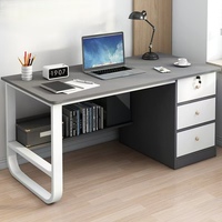 Bureau d'étudiant moderne et élégant avec cadre en métal en bois Table d'étude domestique simple pour bureau à domicile Étagère de bureau d'ordinateur