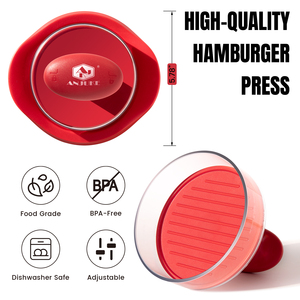 ANJUKE - Prensa para Hamburguesas de Plástico Antiadherente Resistente al Calor, Ajustable, para <span class=keywords><strong>Barbacoa</strong></span> al Aire Libre, Hace Hamburguesas de 1/2 LB y 1/4 LB, Base Plana y Lisa - Product Image 3