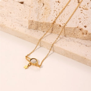 Delicado Collar Gargantilla con Colgante de Estrella Planetaria de Acero Inoxidable, Collar con Dije de Saturno y Piedra Ojo de Gato, Regalo Minimalista <span class=keywords><strong>para</strong></span> <span class=keywords><strong>Novia</strong></span> - Product Image 5