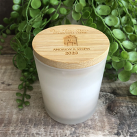 Bocaux à bougies de massage en bambou et bois, hermétiques, transparents, pour décoration intérieure, avec logo personnalisé, 540 ml, givrés, 10/18 oz, 10 onces, mini et grands