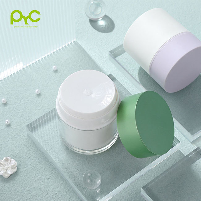Hot Sale White Plastic Airless Pump Acrylic Vacuum Cream Jar Cylinder Round Small Cosmetic Jar
